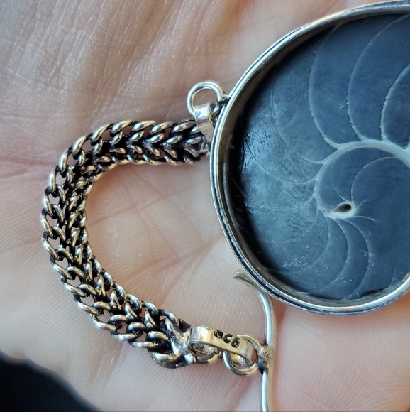 New Ammonite Fossil 925 Silver Bangle Bracelet. - Picture 8 of 16